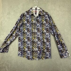 Alex Vando Men's L Abstract‎ Print Button Down Long Sleeve Shirt